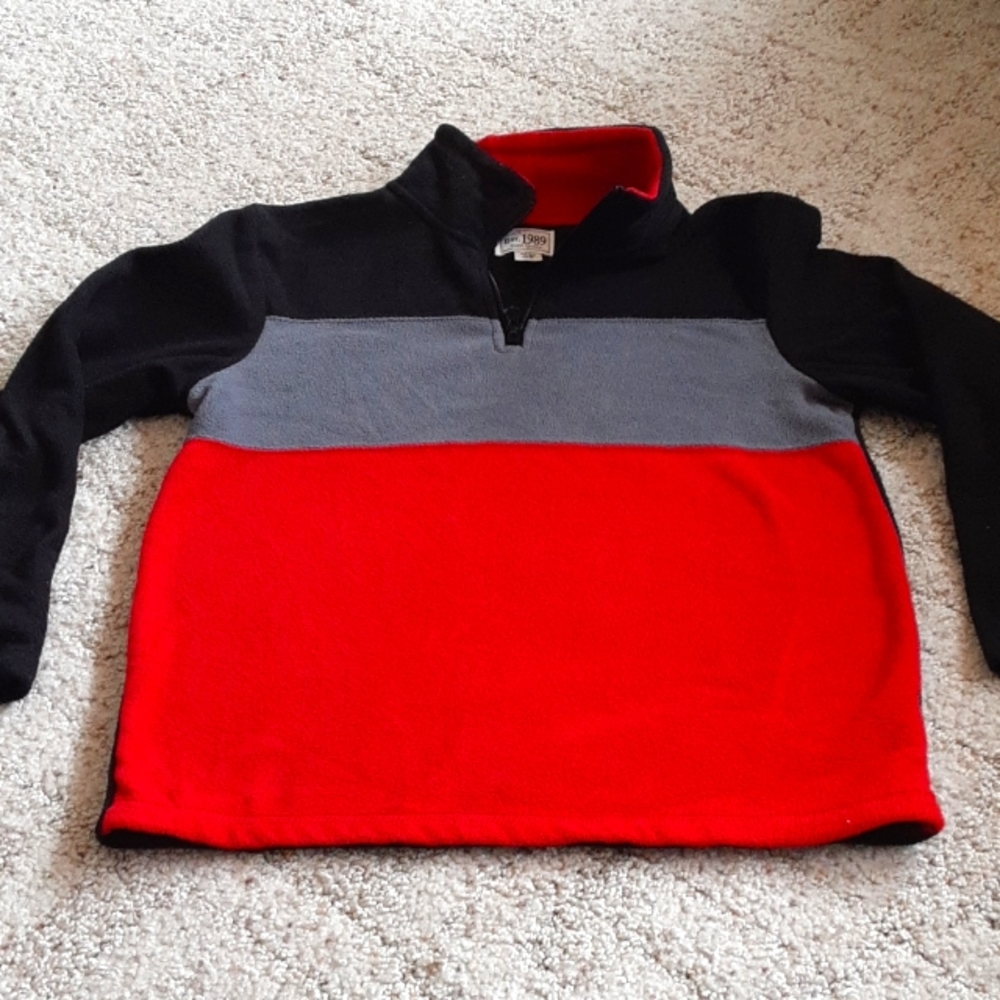 2/$12 or 5/$25 fleece sweatshirt, black, gray and red